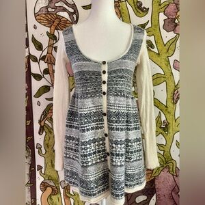 Free People Wool & Angora Blend Button Front Knit Tunic | Size M